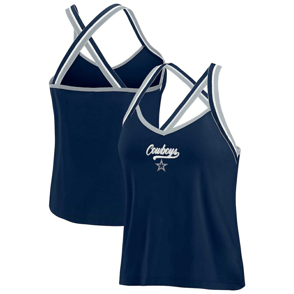 Dallas Cowboys WEAR by Erin Andrews Women's Cross Strap Tri-Blend Tank Top Navy | NFL
