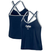 Dallas Cowboys WEAR by Erin Andrews Women's Cross Strap Tri-Blend Tank Top Navy | NFL