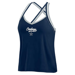 Dallas Cowboys WEAR by Erin Andrews Women's Cross Strap Tri-Blend Tank Top Navy | NFL