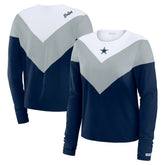Dallas Cowboys WEAR by Erin Andrews Women's Plus Size Chevron Tri-Blend Long Sleeve T-Shirt Navy | NFL