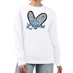 Detroit Lions G-III 4Her by Carl Banks Women's Leopard Heart Pullover Sweatshirt White | NFL