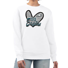 Philadelphia Eagles G-III 4Her by Carl Banks Women's Leopard Heart Pullover Sweatshirt White | NFL
