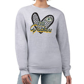 Green Bay Packers G-III 4Her by Carl Banks Women's Leopard Heart Pullover Sweatshirt Heather Gray | NFL