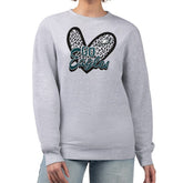 Philadelphia Eagles G-III 4Her by Carl Banks Women's Leopard Heart Pullover Sweatshirt Heather Gray | NFL