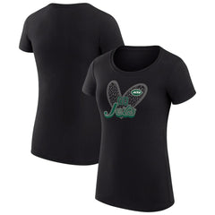 New York Jets G-III 4Her by Carl Banks Women's Super-Slim Fit Lightweight Animal Print Heart T-Shirt Black | NFL