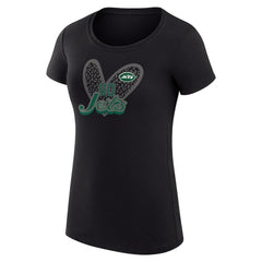 New York Jets G-III 4Her by Carl Banks Women's Super-Slim Fit Lightweight Animal Print Heart T-Shirt Black | NFL
