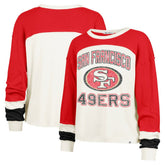 San Francisco 49ers '47 Women's Double Header Curve Raglan Long Sleeve Crop Top Cream | 47 brand