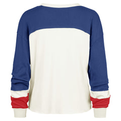 New York Giants '47 Women's Double Header Curve Raglan Long Sleeve Crop Top Cream | 47 brand