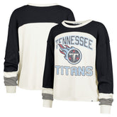 Tennessee Titans '47 Women's Double Header Curve Raglan Long Sleeve Crop Top Cream | 47 brand