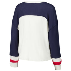 Houston Texans '47 Women's Double Header Curve Raglan Long Sleeve Crop Top Cream | 47 brand