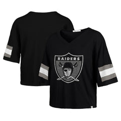 Las Vegas Raiders '47 Women's Double Header Scout Cropped V-Neck T-Shirt Black | 47 brand