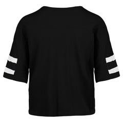 New York Jets '47 Women's Double Header Scout Cropped V-Neck T-Shirt Black | 47 brand