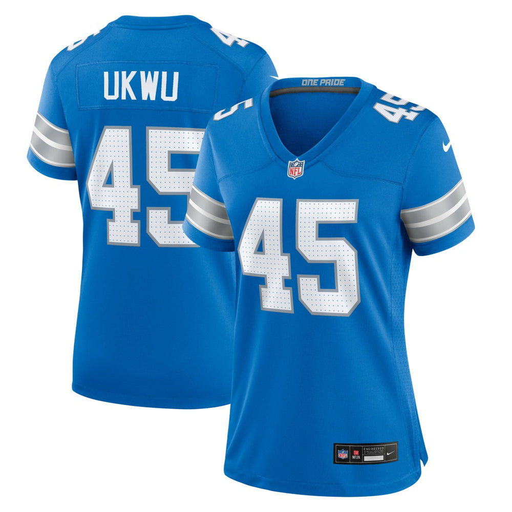 Isaac Ukwu Detroit Lions Women's Game Jersey Blue | Nike for Sale