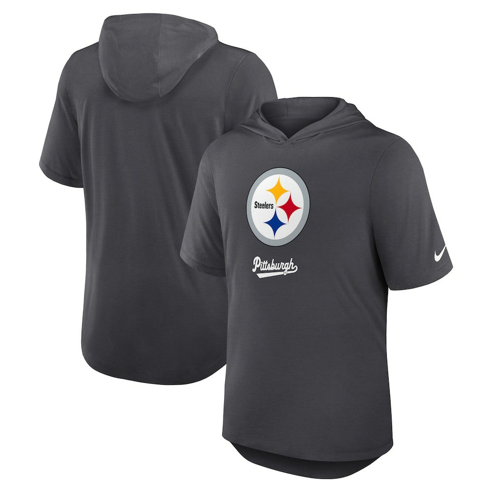 Pittsburgh Steelers Tri-Blend Performance Hoodie T-Shirt Anthracite | Nike for Sale