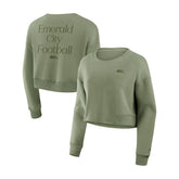 Seattle Seahawks Women's Studio Tri-Blend Cropped Pullover Sweatshirt Olive | Fanatics