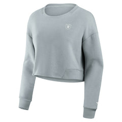 Las Vegas Raiders Women's Studio Tri-Blend Cropped Pullover Sweatshirt Gray | Fanatics