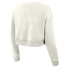 Philadelphia Eagles Women's Studio Tri-Blend Cropped Pullover Sweatshirt Cream | Fanatics