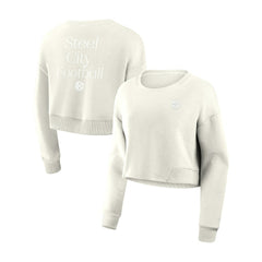 Pittsburgh Steelers Women's Studio Tri-Blend Cropped Pullover Sweatshirt Cream | Fanatics