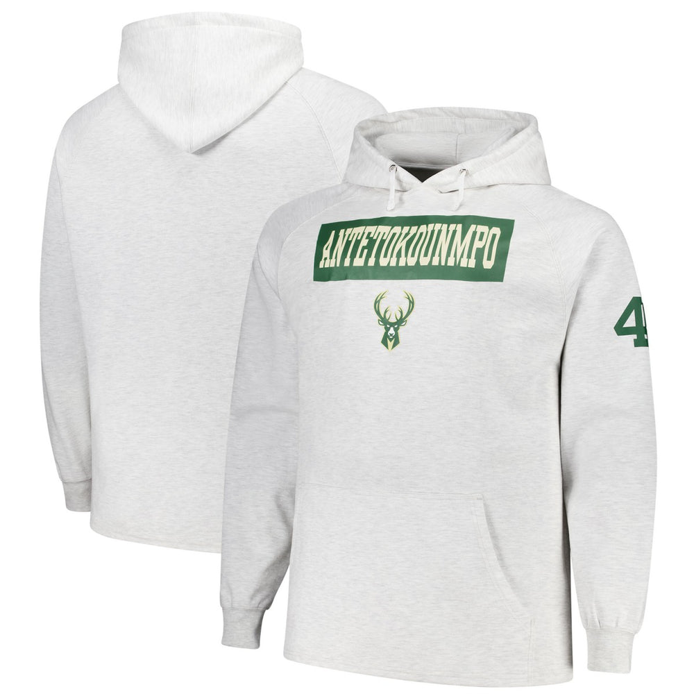Giannis Antetokounmpo Milwaukee Bucks Profile Big & Tall Player Double Face Tri-Blend Pullover Hoodie Ash - NBA