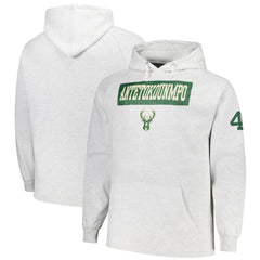 Giannis Antetokounmpo Milwaukee Bucks Profile Big & Tall Player Double Face Tri-Blend Pullover Hoodie Ash - NBA