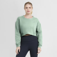 Detroit Lions Women's Studio Tri-Blend Cropped Pullover Sweatshirt Mint | Fanatics