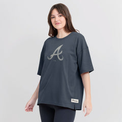 Atlanta Braves Fanatics Women's Oversized Elements Raw Edge Future Ground T-Shirt - MLB