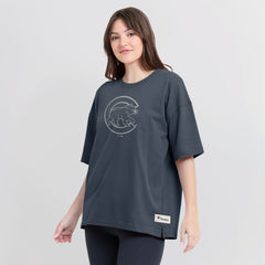 Chicago Cubs Fanatics Women's Oversized Elements Raw Edge Future Ground T-Shirt - MLB