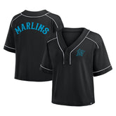 Miami Marlins Fanatics Women's Oversized Champ Game Cropped V-Neck T-Shirt - MLB