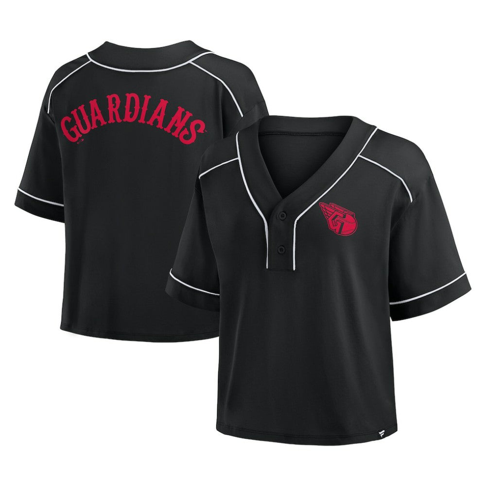 Cleveland Guardians Fanatics Women's Oversized Champ Game Cropped V-Neck T-Shirt - MLB