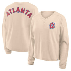 Atlanta Braves Fanatics Women's Oversized Stadium Slub Long Sleeve Henley T-Shirt - MLB