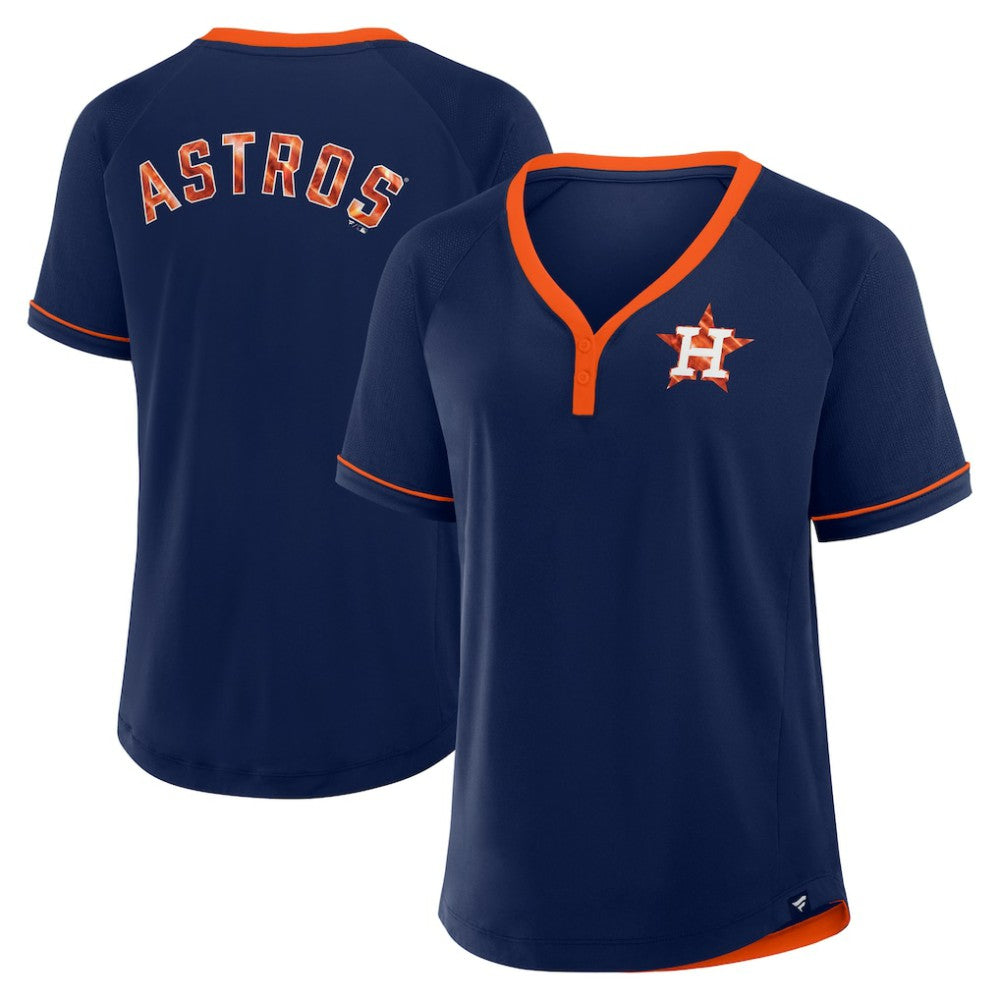 Houston Astros Fanatics Women's League Diva Star Raglan V-Neck T-Shirt - MLB