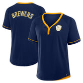 Milwaukee Brewers Fanatics Women's League Diva Star Raglan V-Neck T-Shirt - MLB