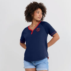 Minnesota Twins Fanatics Women's League Diva Star Raglan V-Neck T-Shirt - MLB
