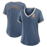 San Diego Padres Fanatics Women's Binge Worthy Stadium Slub V-Neck T-Shirt - MLB