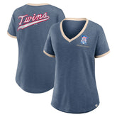 Minnesota Twins Fanatics Women's Binge Worthy Stadium Slub V-Neck T-Shirt - MLB