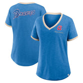 Atlanta Braves Fanatics Women's Binge Worthy Stadium Slub V-Neck T-Shirt - MLB