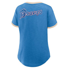 Atlanta Braves Fanatics Women's Binge Worthy Stadium Slub V-Neck T-Shirt - MLB