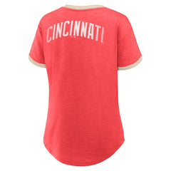 Cincinnati Reds Fanatics Women's Binge Worthy Stadium Slub V-Neck T-Shirt - MLB