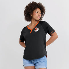 Baltimore Orioles Fanatics Women's Cooperstown Collection League Diva Raglan V-Neck T-Shirt - MLB