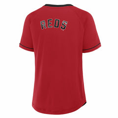 Cincinnati Reds Fanatics Women's Cooperstown Collection League Diva Raglan V-Neck T-Shirt - MLB