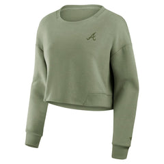 Atlanta Braves Fanatics Women's Studio Cropped Pullover Sweatshirt - MLB