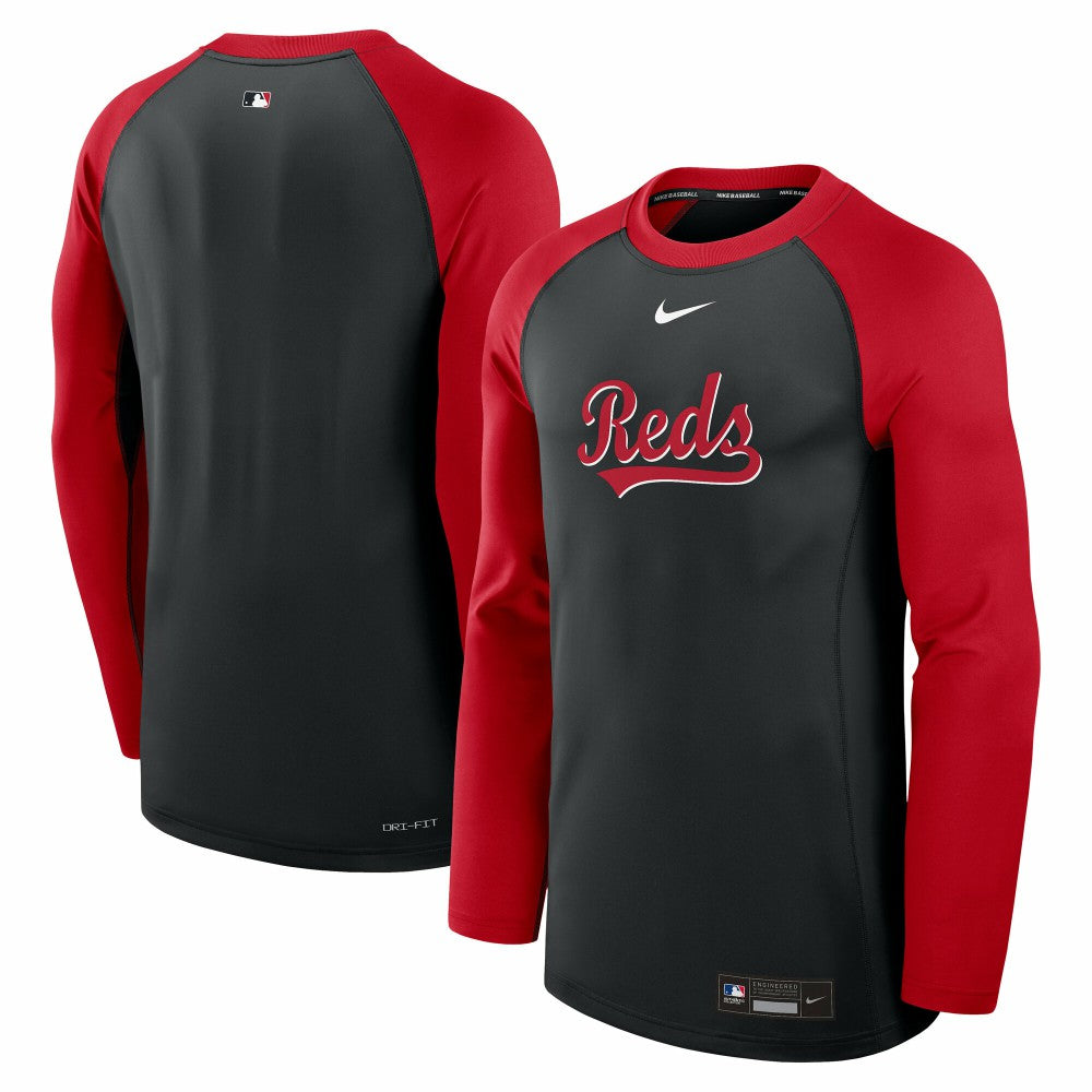 Cincinnati Reds Nike Authentic Collection Game Time Raglan Dri-FIT Long Sleeve T-Shirt - MLB