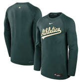 Athletics Nike Authentic Collection Game Time Raglan Dri-FIT Long Sleeve T-Shirt - MLB
