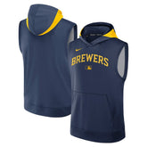 Milwaukee Brewers Nike Authentic Collection Dri-FIT Sleeveless Hoodie - MLB