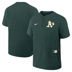 Athletics Nike Authentic Collection Raglan Short Sleeve Windshirt - MLB