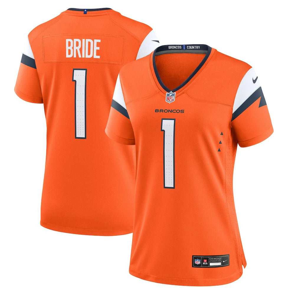 Number 1 Bride Denver Broncos Women's Game Jersey Orange | Nike for Sale