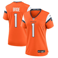 Number 1 Bride Denver Broncos Women's Game Jersey Orange | Nike for Sale