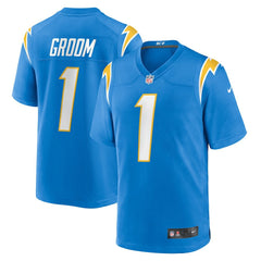 Number 1 Groom Los Angeles Chargers Game Jersey Powder Blue | Nike for Sale