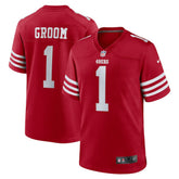 Number 1 Groom San Francisco 49ers Game Jersey Scarlet | Nike for Sale