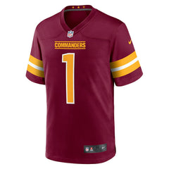 Number 1 Groom Washington Commanders Game Jersey Burgundy | Nike for Sale